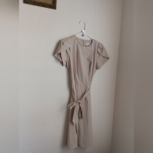 Calvin Klein Dress Women 4 Taupe Midi Preppy Versatile Academia Office Dinner